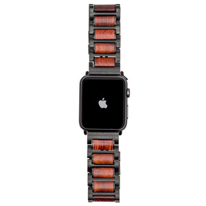Black Stainless Steel + Red Sandalwood 42-44mm Apple Watch Band - Series 1,2,3,4,5 Apple Watch Bands HAVERN Woodworks