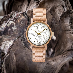 The Chiseled White Oak | Marble + Wooden Watch